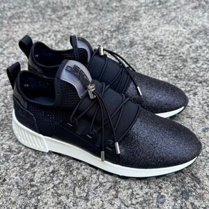 Sergio Rossi‎ Women's Sz 39 sr1 Running Sneaker Black Glitter NWOT Dust Bag